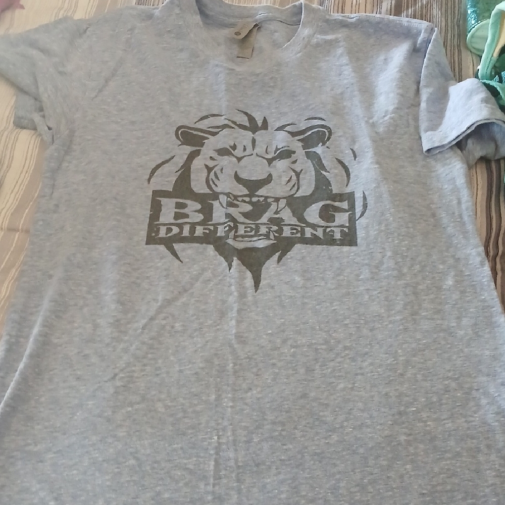 Next Level Apparel Gray Short-Sleeve Tee with Lion Graphic